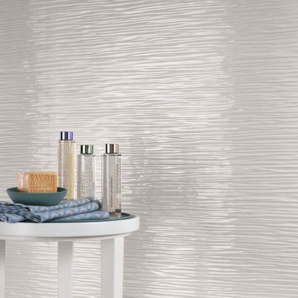Wave White Glossy 3D Tile